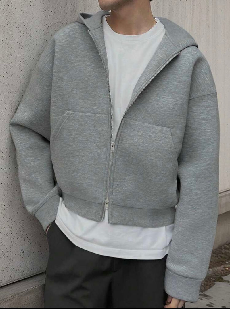 Men's Casual solid color zip up