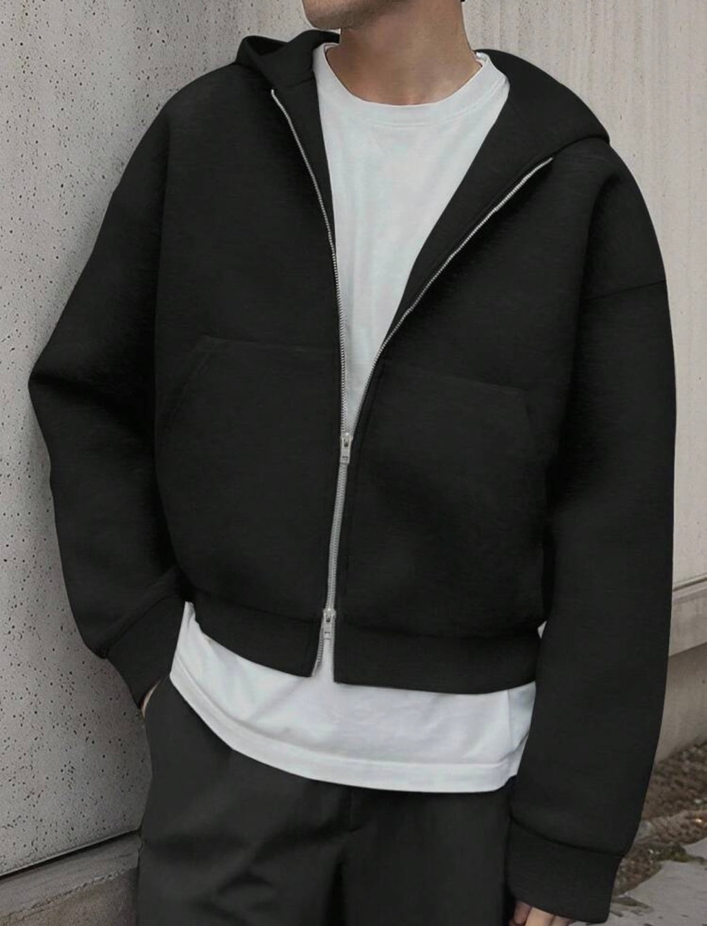 Men's Casual solid color zip up
